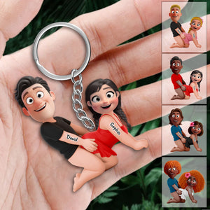 Naughty Personalized Couple Acrylic Keychain - Gifts For Couple