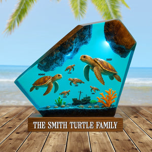 Custom Turtle Family Plaque - Personalized Gift with Names for Mom, Dad & Kids