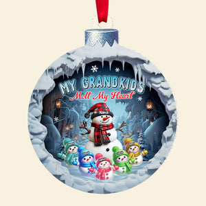Personalized Christmas Acrylic Ornament Cute Snowmies My Grandkids Melt My Heart Grandma