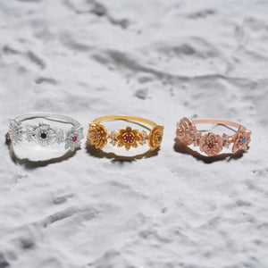 Personalized Combined Birth Flower Ring Family Jewelry Gift