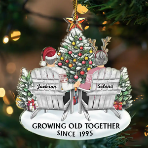 Couple Growing Old Together Since - Personalized Christmas Couple Acrylic Ornament