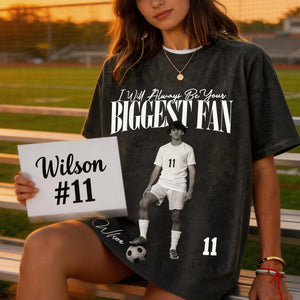 I'll Always Be Your Biggest Fan - Personalized Photo Retro Bootleg T-shirt For Soccer Players