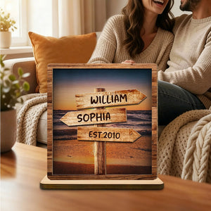 Follow Your Path Together - Personalized Custom Wood Plaque - Gift For Couple