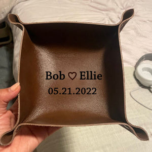 Personalized Leather valet tray - Couple,Anniversary Gift For Men