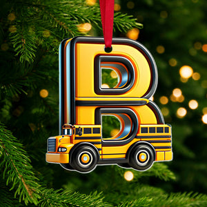 Cute Bus Alphabet Personalized Christmas Acrylic Ornament