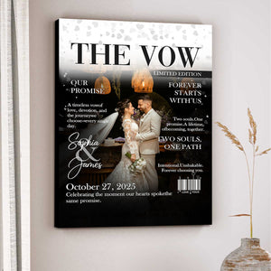 The Vow Magazine Cover, Custom Wedding Love Story Canvas, Romantic Couple Keepsake, Romantic Forever Gift