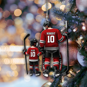 Father And Son โ Personalized Ice Hockey Players Shaped Acrylic Ornament