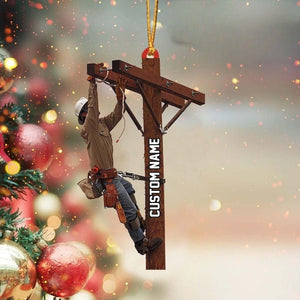 Lineman Outfit Personalized Christmas Ornaments, Gift For Lineman, Lineworker