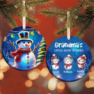 Personalized Christmas Snowman Ceramic Ornament