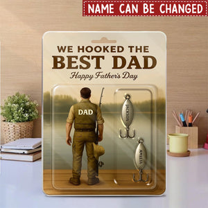 We Hooked The Best Dad - Personalized Acrylic Block Plaque, Father's Day Gift for Dad, Gift for Fishing Lovers, Fishermen