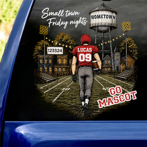 Custom Town Name & Zip Code Car Decal โ Personalized Game Day Gift For Football Mom & Mama