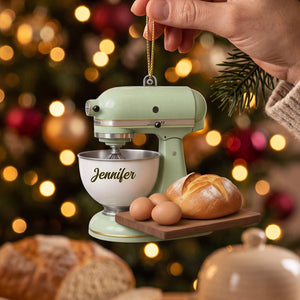Baking Gift For Home Bakers โ Personalized Retro Kitchen Mixer Christmas Ornament