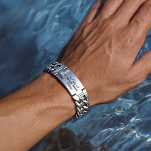 Custom Photo You Never Walk Alone Memorial - Personalized Engraved Bracelet Double Chain