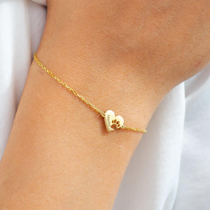 Engraved Heart Pawprint Bracelet Gift for Pet Lovers Dog Mom