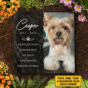 Custom Photo Deeply Loved - Personalized Memorial Stone Slate Gift For Pet Lovers