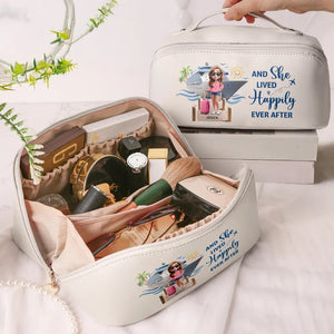 Travel All My Cruise Crap - Personalized Leather Makeup Bag For Vacations