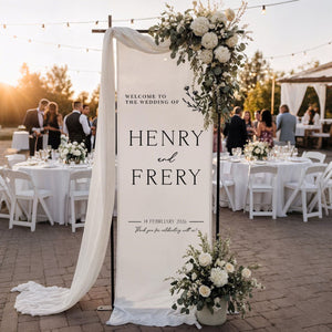 Custom Fabric Wedding Welcome Sign • Modern Wedding Sign • Wedding Banner • Personalized Wedding Decor • Engagement Party Sign