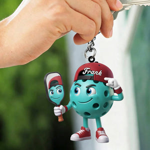 Mirror Paddle, Self-Admiring Pickleball Personalized Cool Pickleball Ball Mascot Keychain