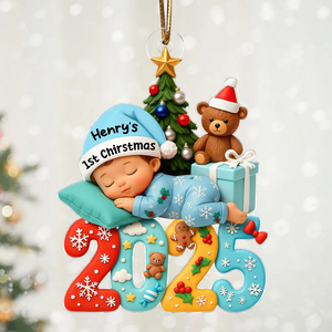 Baby First Christmas 2025 - Personalized Acrylic Ornament - Heartwarming Christmas Gift For New Born Baby