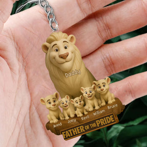 Lion Dad Of The Pride Acrylic Keychain - Personalized Gift For Father