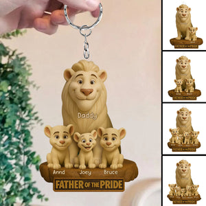 Lion Dad Of The Pride Acrylic Keychain - Personalized Gift For Father