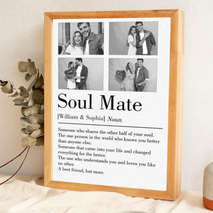 Soul Mate - Personalized Custom Couple Photo and Name Canvas Poster Valentine's Gift for Him, Her