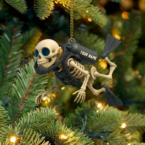 Personalized Skull Diving Christmas Acrylic Ornament