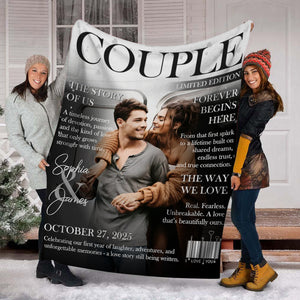Personalized Couple Magazine Cover Blanket, Romantic Couple Gift, Wedding Gift