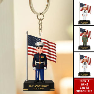 250th Anniversary Military Soldier - Personalized Acrylic Keychain