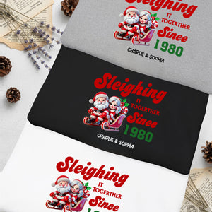 Personalized Couples Christmas Hoodie, Couple Matching,Santa and Mrs. Claus Together Since