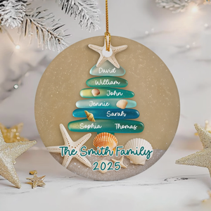 Sea Glass Family Tree - Personalized Ceramic Ornament