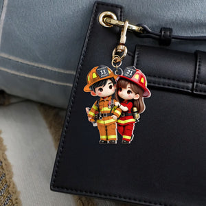 Personalized Gifts For Couple Keychain Firefighter Couple