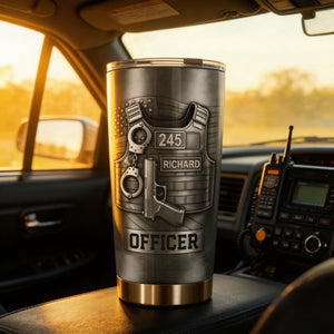 Honor Your Dedication, Police Badge Handcuffs Gun, Personalized Tumbler, Gift For Law Enforcement Officers