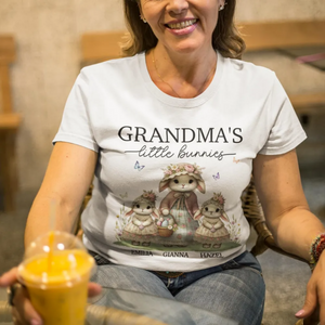 Vintage Grandma Bunny Easter Personalized Pure Cotton T-Shirt