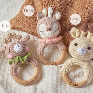 Personalized Baby Rattle Crochet Grasping Toy
