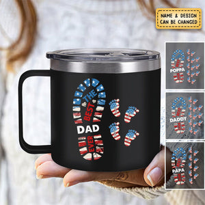 Personalized Gift For Dad Foot Print 14oz Stainless Steel Tumbler With Handle