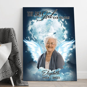 Custom Photo The Day God Took You Home - Personalized Memorial Canvas
