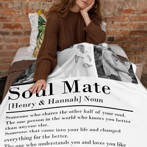 Soul Mate Definition - Personalized Couple Blanket - Valentines Couple Gift, Couple Anniversary Gift