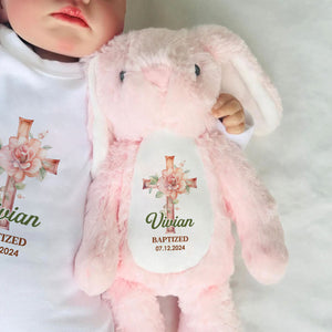 Kid Christening Day - Personalized Easter Bunny Plush Gift For Family