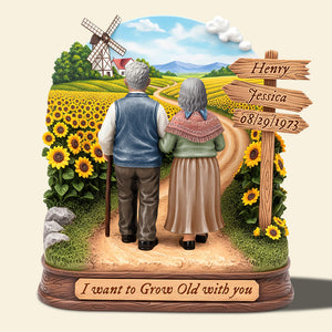 Old Couple Acrylic Plaque-Personalized Anniversary Gift for Old Married Couples