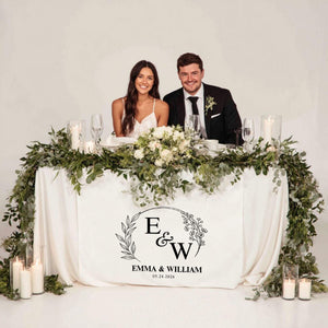 Personalized Wedding Table Runner, Custom Wedding Banner with Initials, Sweetheart Table Decor