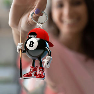 Personalized Name Billiard Keychain, Billiard Lover Gift