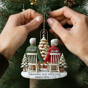 Couple Growing Old Together Personalized Flat Acrylic Ornament, Heartfelt 2025 Gift Anniversary Gift