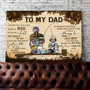 Personalized Gift For Fisherman Dad - Custom Photo Collage Canvas Poster