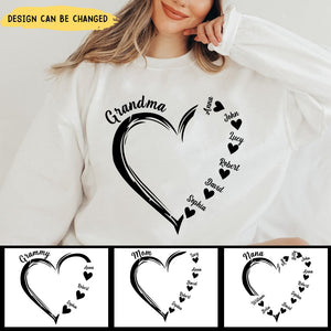 Personalized Grandma and Grandkids, Heart Sweatshirt
