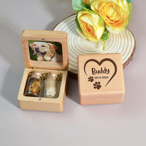 Custom Wooden Pet fur Keepsake Personalized Wooden Pet Ashes Box Pet Loss Gifts