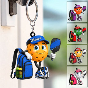 Cute Pickleball Player - Personalized Pickleball Mascot Keychain Gift for Male & Female Pickleball Enthusiast