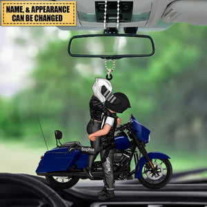 Kissing Doll Motorcycle Couple - Personalized Acrylic Ornament - Gifts For Boyfriend Girlfriend