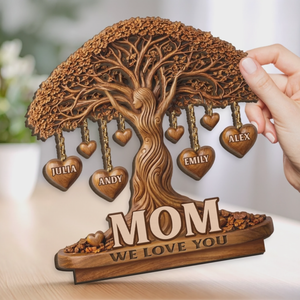 Personalized 2-Layered Wooden Plaque โ "Love That Branches Forever" โ Mother's Day Gift For Mom & Grandma