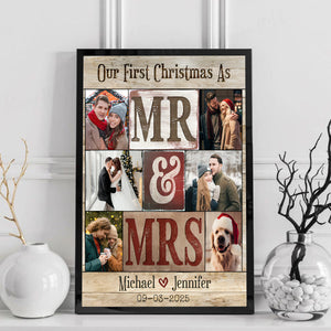 Our First Christmas - Gift For Newly Married Couple Christmas Wedding Personalized Canvas Poster